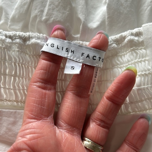 Tuckernuck English Factory Gingham Ruffle Cotton Sundress Blue White Dress Sz S - Picture 14 of 16